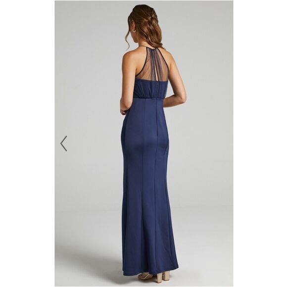 NWT Showpo. Still Love You Mermaid Maxi Dress in Dusty Rose Sheer Halter Size 6 - Picture 5 of 13